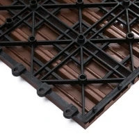 Set 11 Piastrelle per Esterni ad Incastro Antiscivolo in HDPE Riciclato, 30x30x2.2 cm, Marrone
