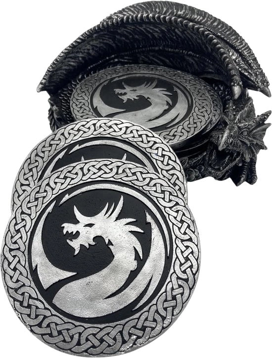 Set di gonne da gioco per Dungeons & Dragons - Inclusi 6 sostegni decorativi per draghi - Protezione e servizio per ornamenti - Decorazione gotica per la casa - Disegno di mat di birra fantasy - Regalo per giocatori di DND