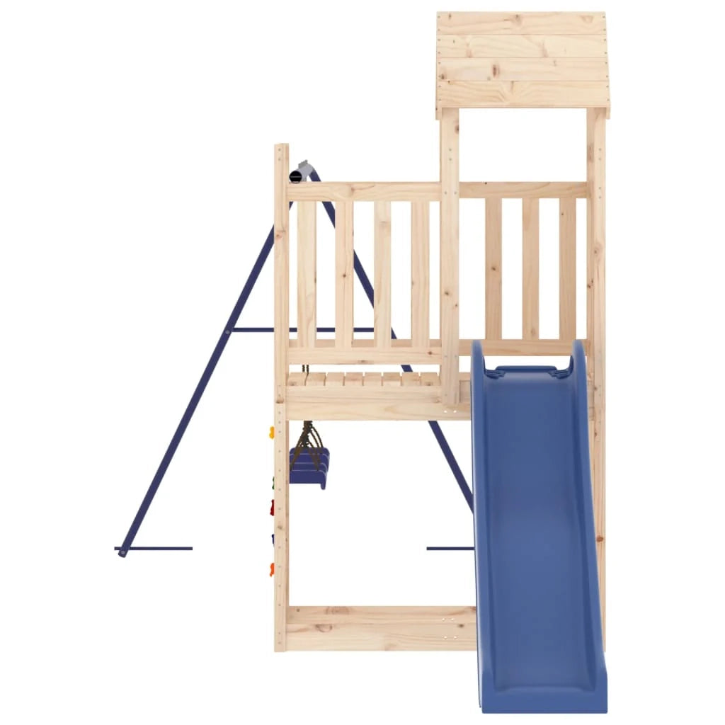 Altalene per parco giochi all'aperto scivolo altalene robuste giochi da giardino 495 x 186 x 214 cm legno di pino massiccio 02_0004720