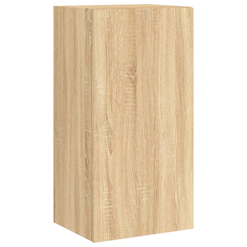 Mobile TV multimediale mensola TV credenza mobile TV parete attrezzata per sala da pranzo soggiorno camera da letto x 4 pezzi con luci LED rovere marrone Sonoma 02_0028222