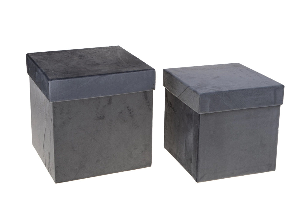 Set 2 Scatole Quadrate in Velluto H 265 cm
