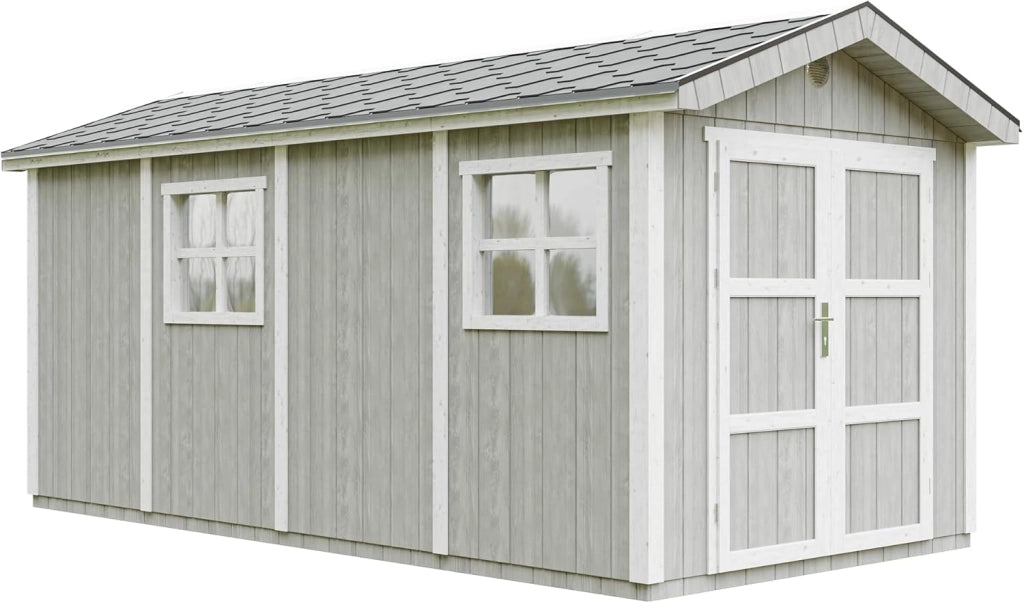 Casetta da giardino di qualit? premium 11,47 m² - H252x250x530 cm - Timbela M915C-TUNDRA GREY