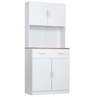 Credenza Cucina con Armadietti a 2 Ante e Cassetto in Legno, 80x40x180cm, Bianco