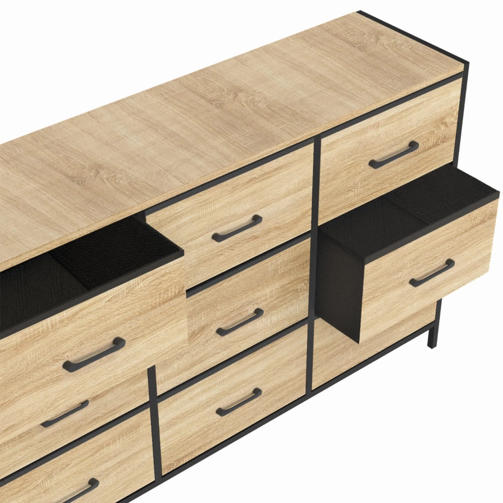 IDMarket - Baúl de tela de 9 cajones UTAH 115 CM mueble de almacenaje