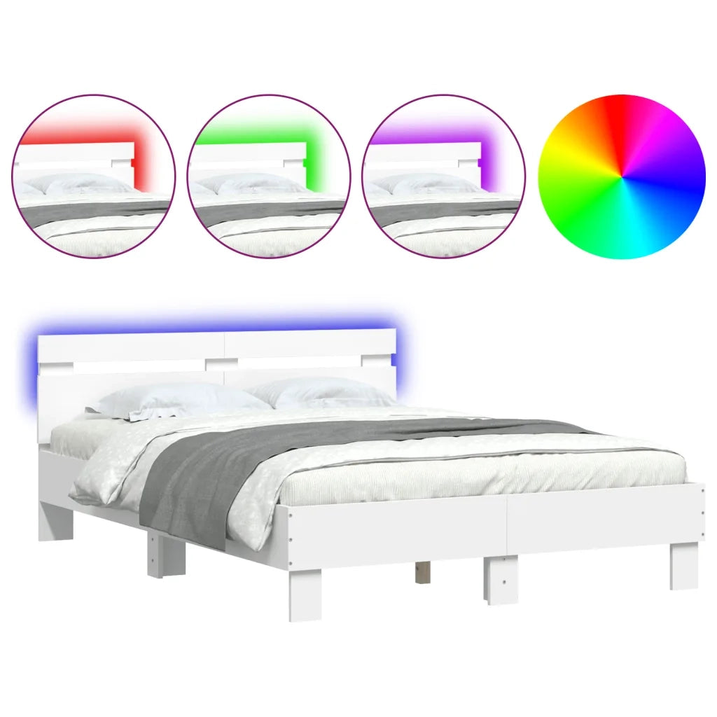 Giroletto con Testiera e LED Bianco 120x190 cm 3207574