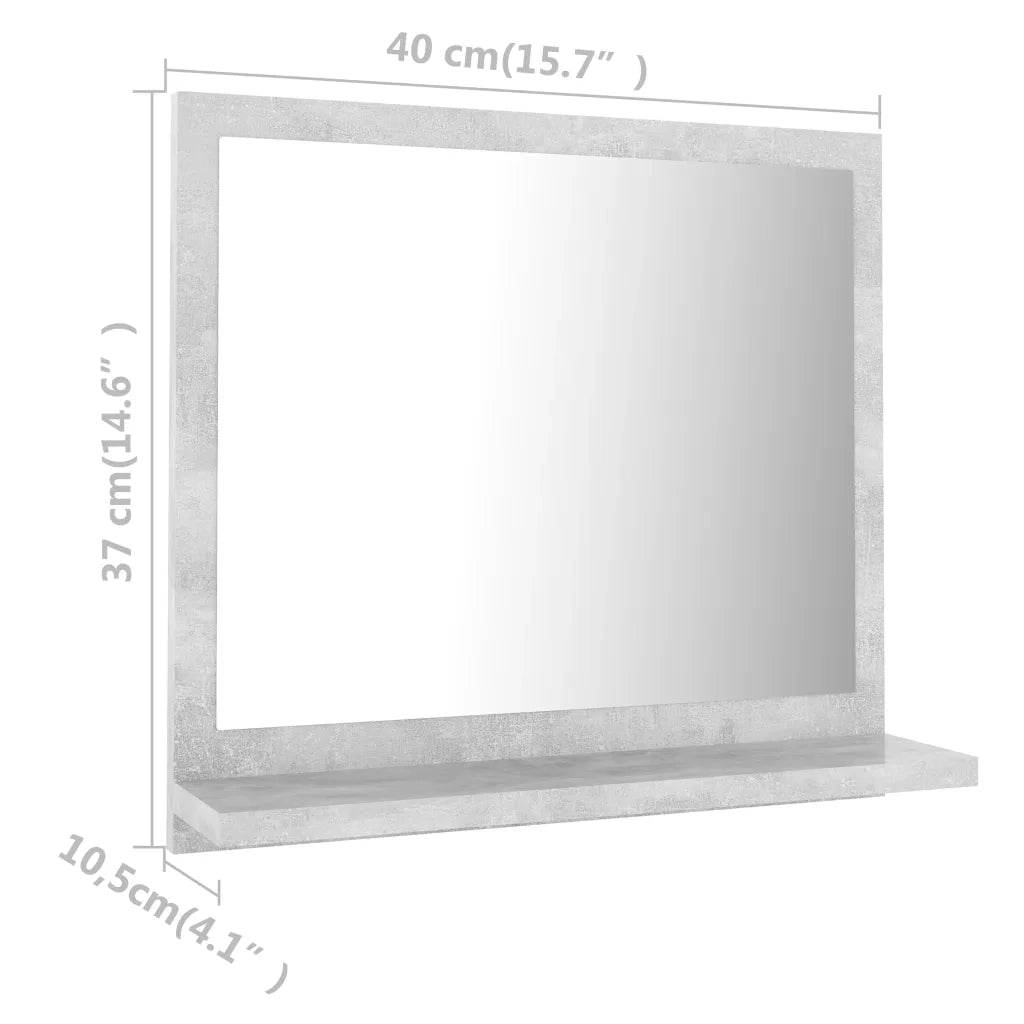 Specchio da Bagno Grigio Cemento 40x10,5x37cm Legno Multistrato 804557