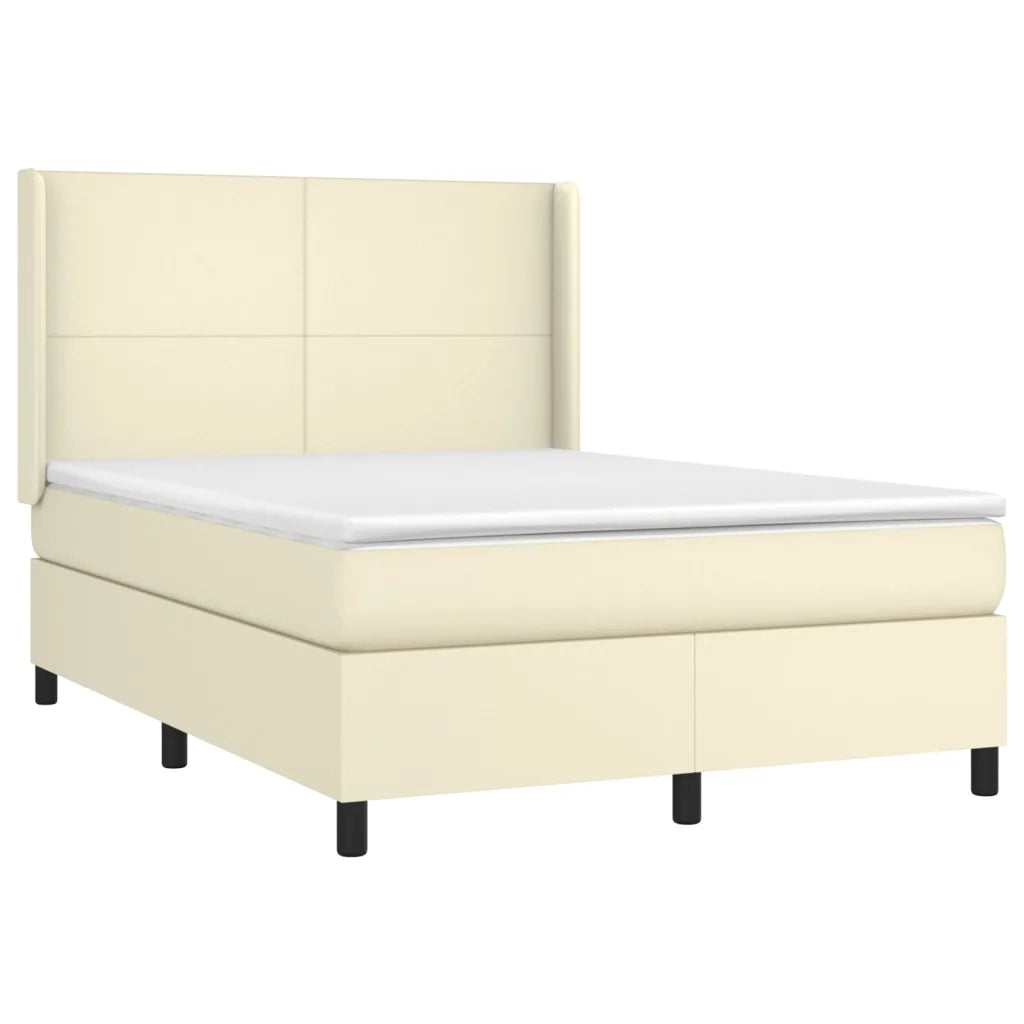 Giroletto a Molle con Materasso Crema 140x190 cm in Similpelle cod mxl 55146
