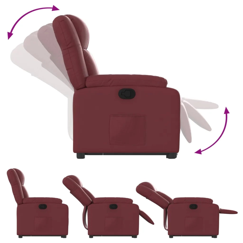 Poltrona Alzapersona Reclinabile Rosso Vino in Similpelle 3205154