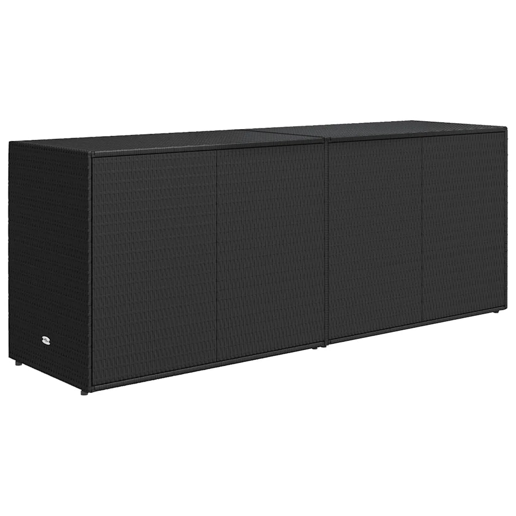 Mobiletto da giardino-Baule da Giardino nero 198x55,5x80 cm in polyrattan
