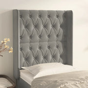 Testiera ad Orecchio-Testata con Orecchie Grigio Chiaro 83x16x118/128 cm in Velluto 664811