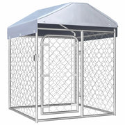 Gabbia per animali da esterno per cani con tetto 100 x 100 x 125 cm 02_0000448
