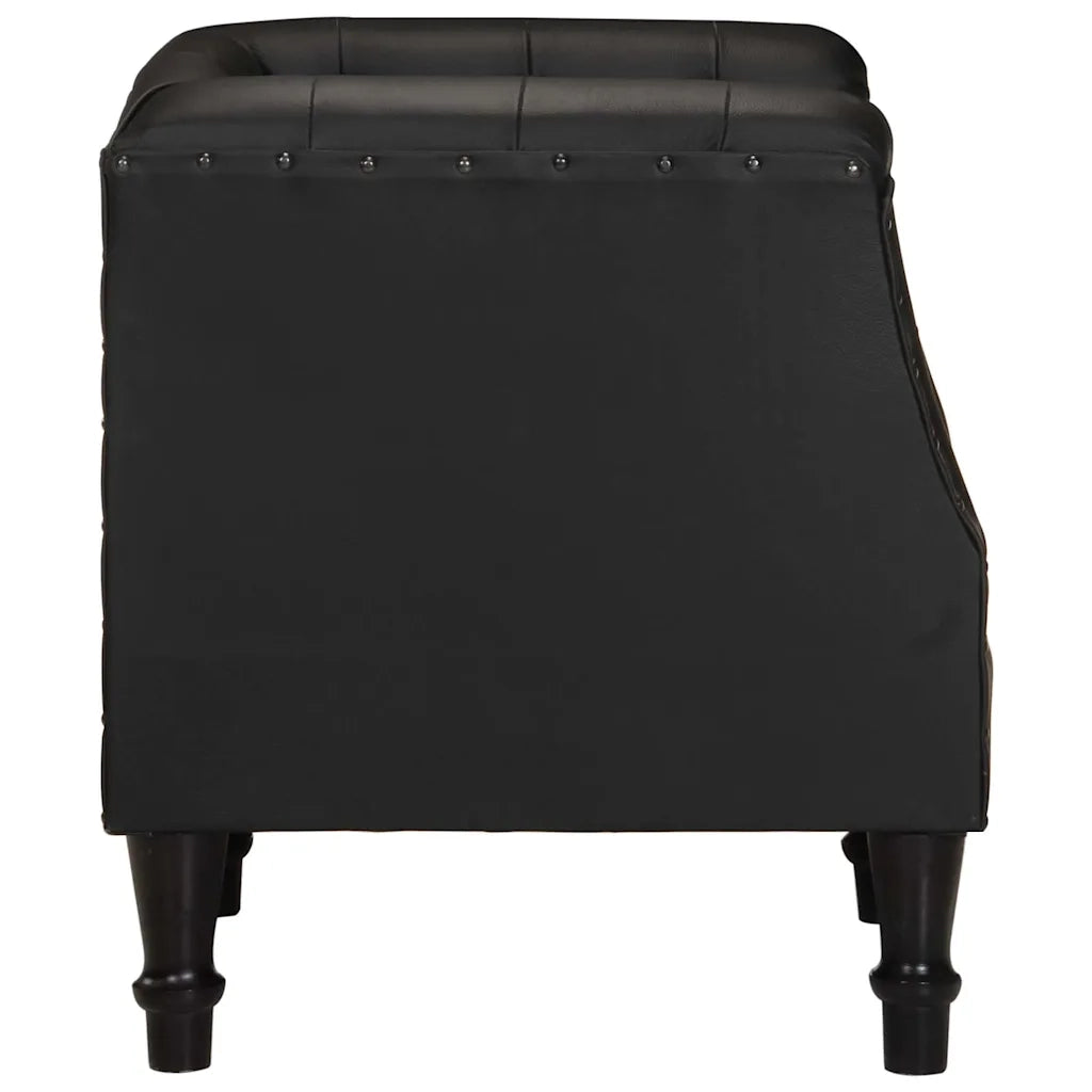 Divano Sedia-Poltrona Nera in Vera Pelle 300986