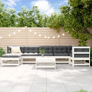 Set Divani da Giardino 8pz con Cuscini in Legno Massello Biancocod mxl 125208