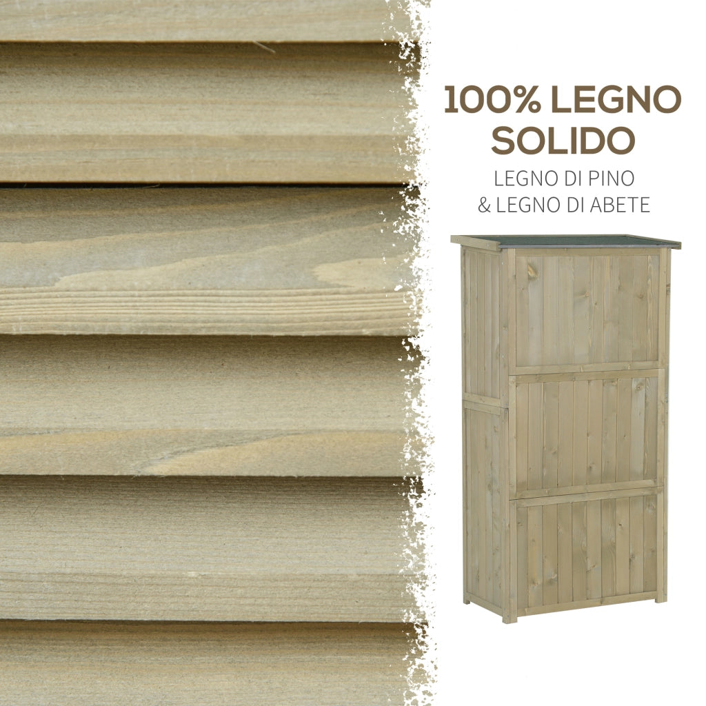 Armadio da Giardino in Legno con 4 Scompartimenti ¨C zephmum ¨C Grigio 87x46.5x160cm