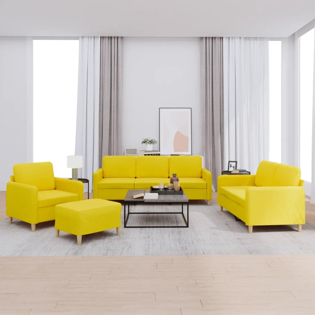 Set di Divani 4 pz con Cuscini Giallo Chiaro in Tessutocod mxl 131184