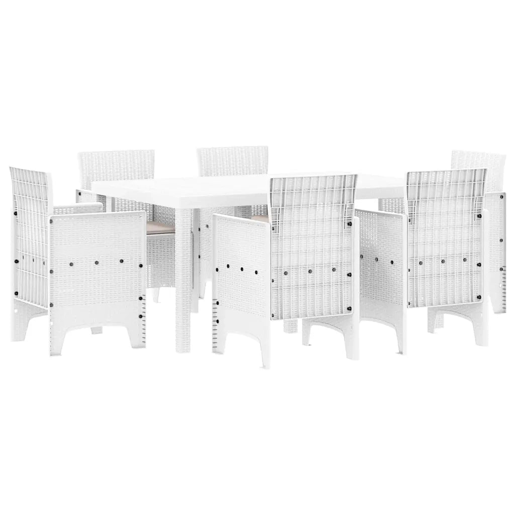 Set da Pranzo per Giardino 7 pcs Bianco Rattan Polt 3378563