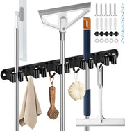 Sostegno per Scopa a Parete, 5 Orecchioni + 4 Ganci in Acciaio Inox, Sostegno per Scopa con Nails da Installare, Sostegno per Scopa in Acciaio Inox per Cucina, Bagno, Garage e Giardino