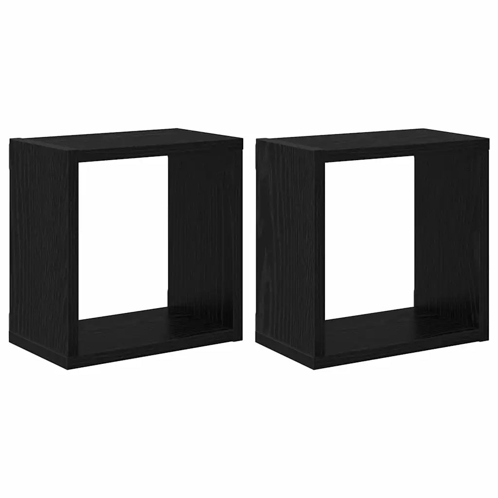 2 pz Scaffali da Parete | Mensola sospesa Rovere Nero Legno multistrato
