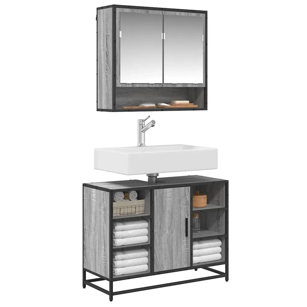 Mobile Lavabo Bagno Grigio Sonoma 60x30x60 cm Legno Multistrato 849292