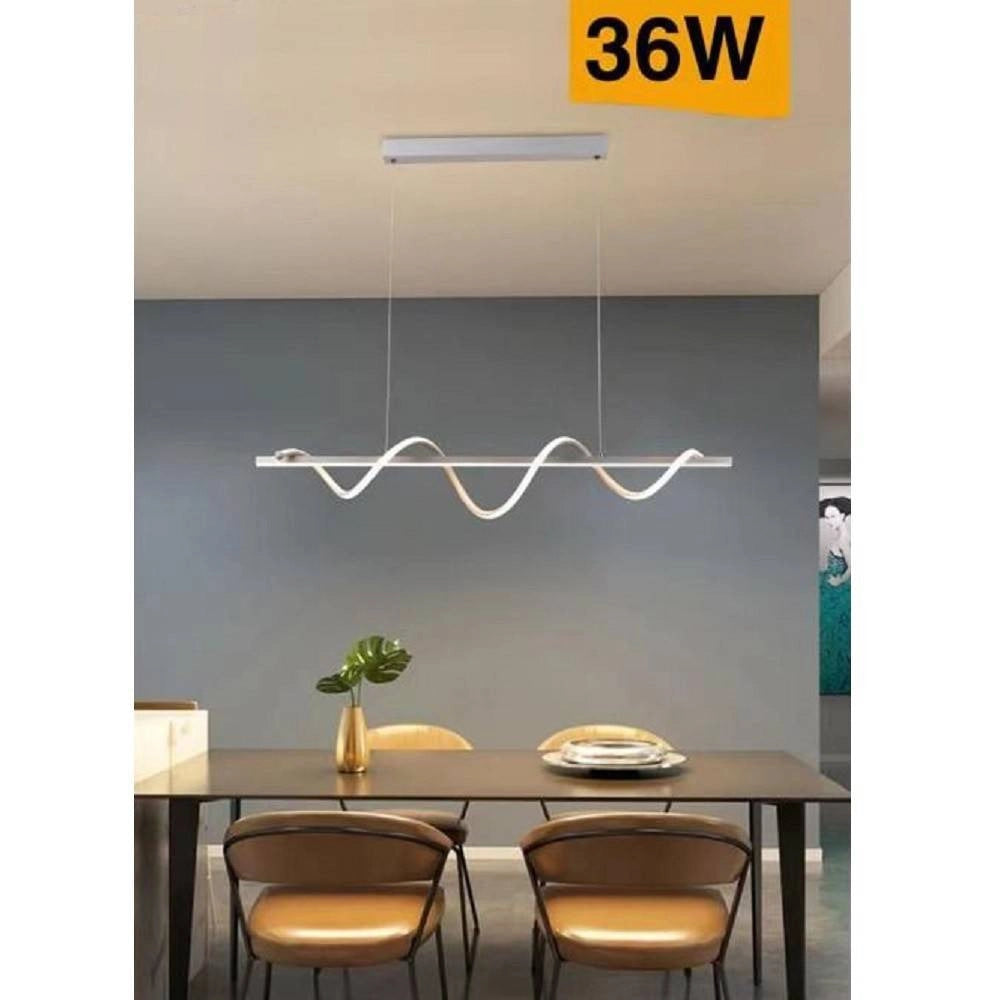 Trade Shop - Lampadario Led Sospensione 36w Moderna Twist Bianco Luce 6500k 3000k 4000k B65-b -
