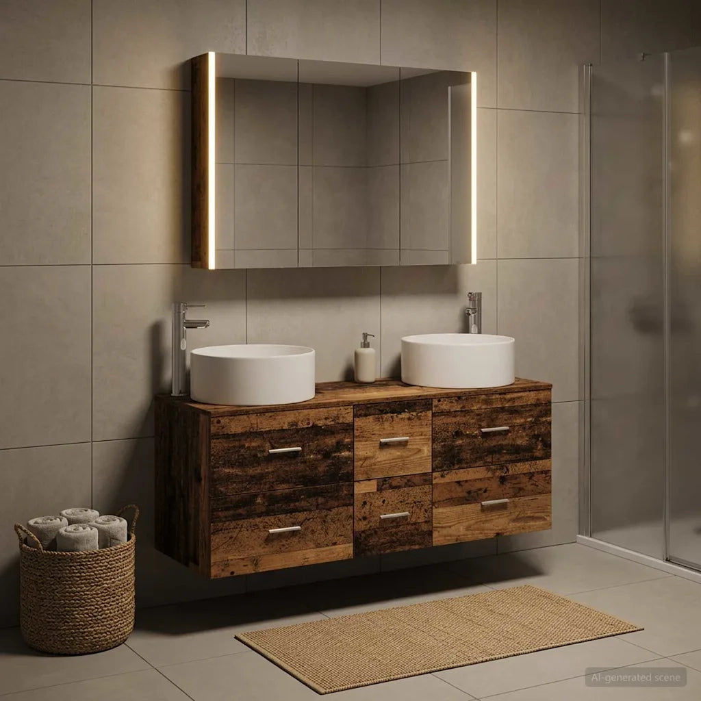 Set di mobili per il bagno 4 pcs Legno antico 3407109