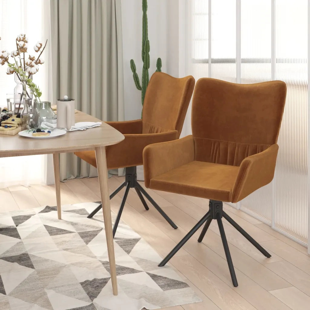 Sedie da Pranzo Girevoli 2 pz Marroni in Velluto cod mxl 16237