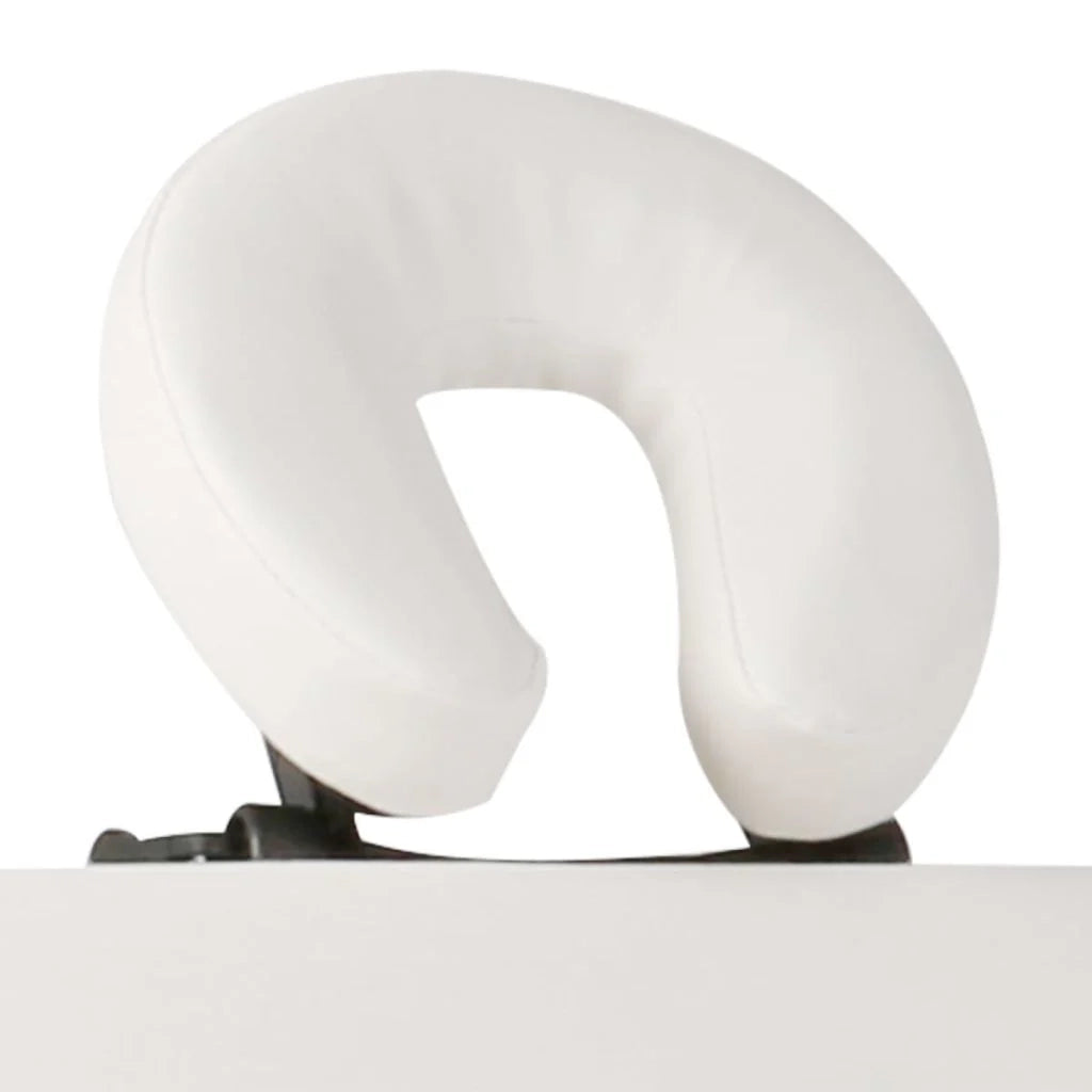 Lettino da massaggio pieghevole bianco a 2 sezioni con struttura in legno color crema 02_0001874