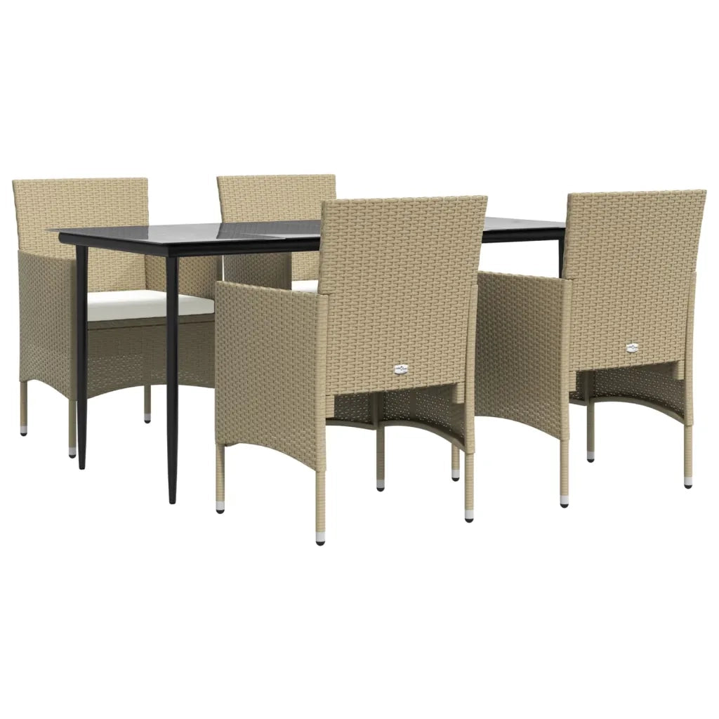 Set da Pranzo da Giardino 5 pz con Cuscini Beige e Nero cod mxl 35466