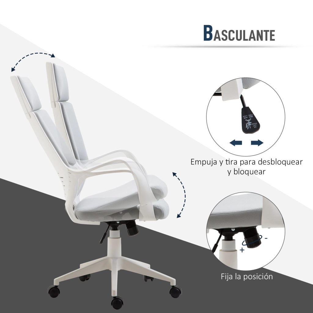 Sedia da Ufficio Giratoria con Schienale in Rete e Altezza Regolabile ¨C zephmum ¨C Grigio 63x63x117-127 cm