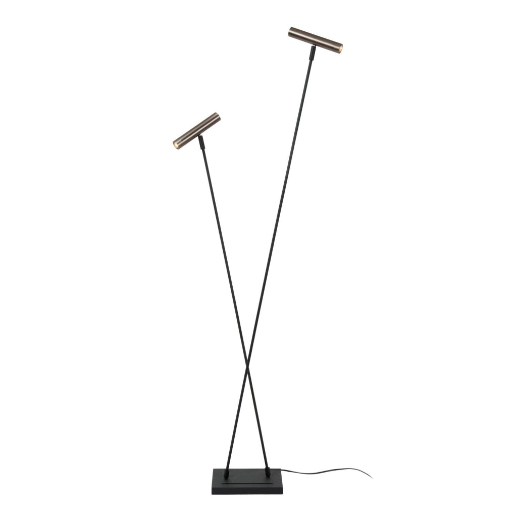 Lampada da terra DUARTE 2 luci G9 cromo/nero Lucide