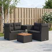 Set di divani 6 pz Nero Rattan sintetico e Acciaio 3447340
