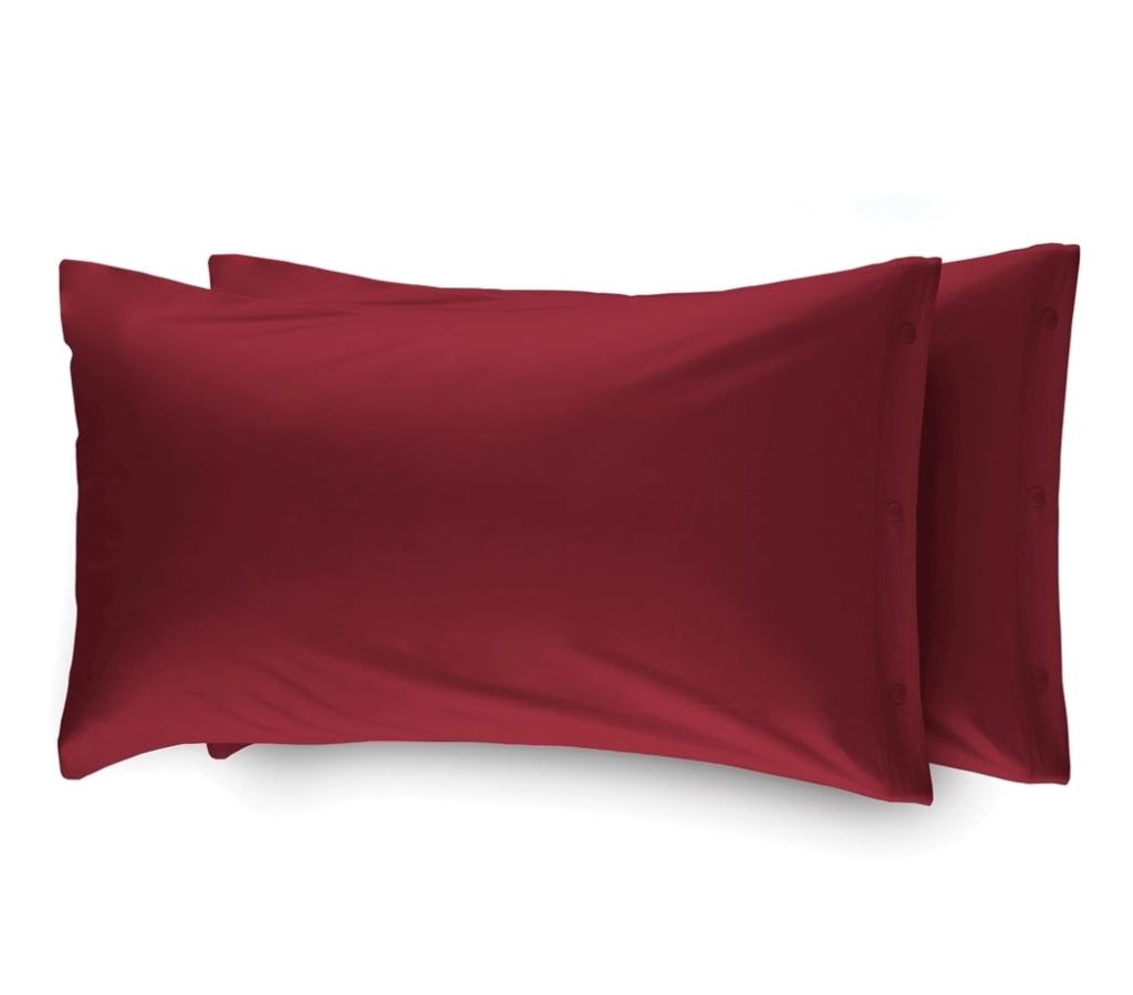 Completo Lenzuola In 100% Cotone In Tinta Unita Made In Italy - Francese - Bordeaux