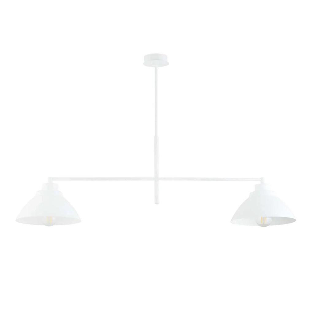 Lampadario Minimal Castore Acciaio Bianco 2 Luci E27 Ip20