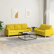 Set di Divani 2 pz con Cuscini Giallo Chiaro in Tessuto 3201311