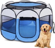 Recinzione per interni per cani e gatti, recinzione per cani, interna, 74 x 74 x 43 cm, gabbia per gatti con 2 porte, pieghevole, ideale per piccoli animali (blu)
