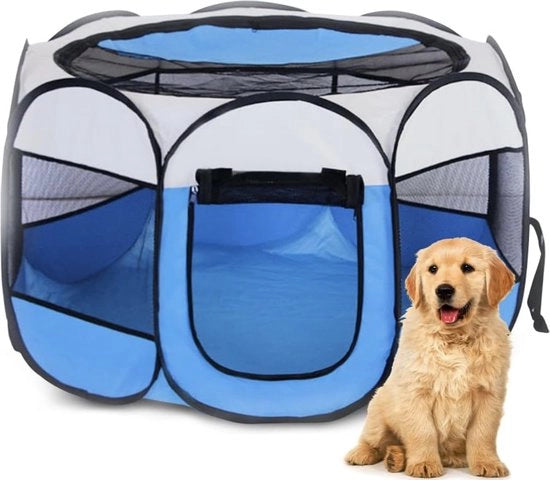 Recinzione per interni per cani e gatti, recinzione per cani, interna, 74 x 74 x 43 cm, gabbia per gatti con 2 porte, pieghevole, ideale per piccoli animali (blu)