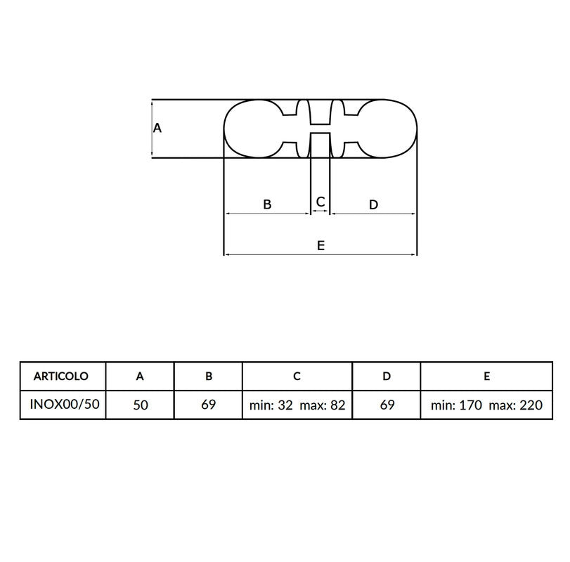 Maniglia su rosetta tonda SAGUATTI  INOX00/50MQ in inox grigio satinato, 2 pezzi