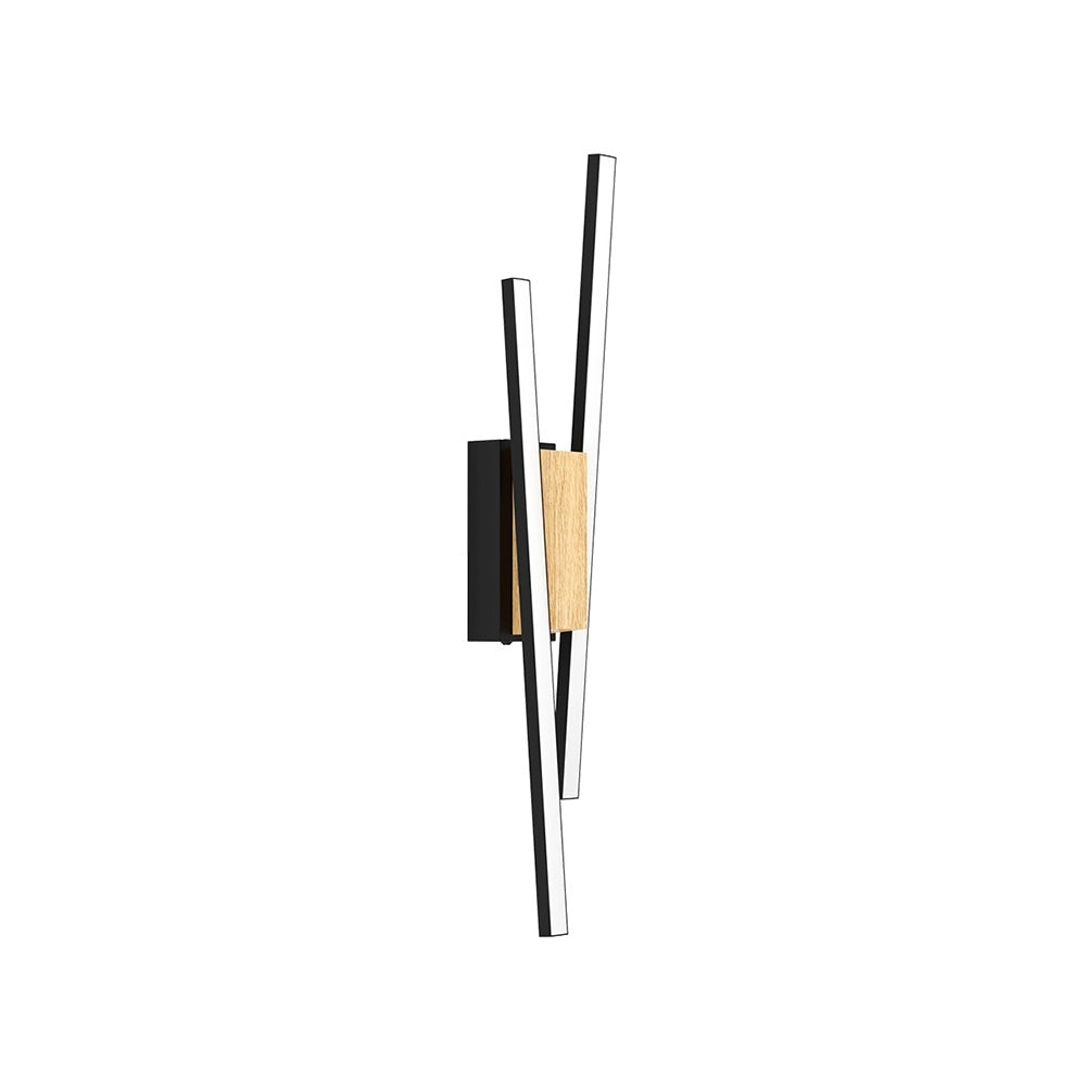 Applique Moderna Panagria Led Alluminio Rivestito In Legno Nero E Marrone