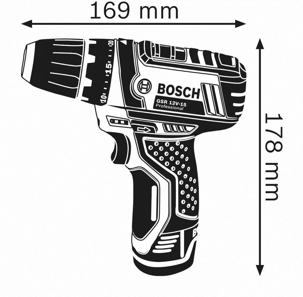 Bosch Professional GSR 12V-15 Trapano avvitatore a batteria 10.8 V (1 x 2Ah, 1 x 4Ah) + accessori