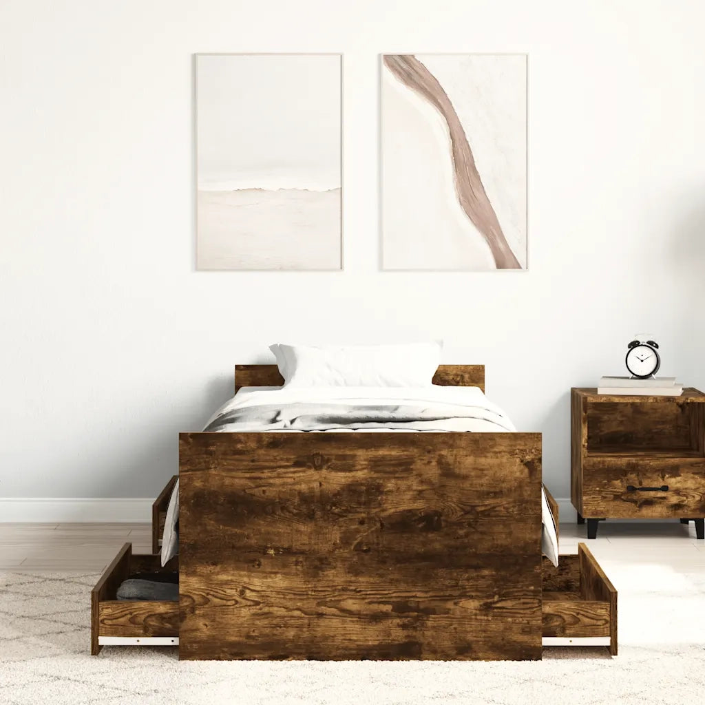 Giroletto con Testiera e Pediera Rovere Fumo 90x190 cm