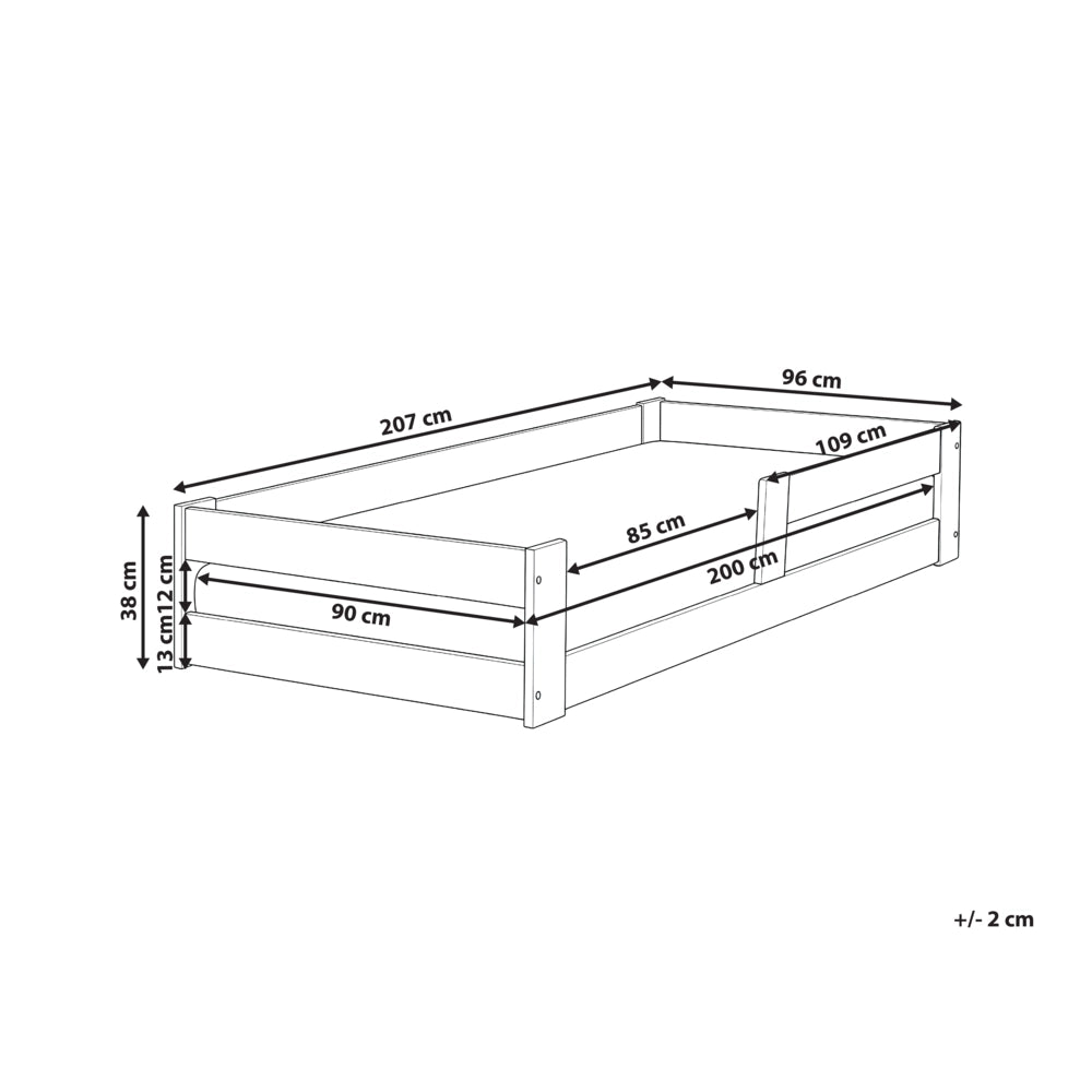 Letto a piattaforma per bambini in legno di pino con rete a doghe marrone 90 x 200 cm con telaio a doghe
