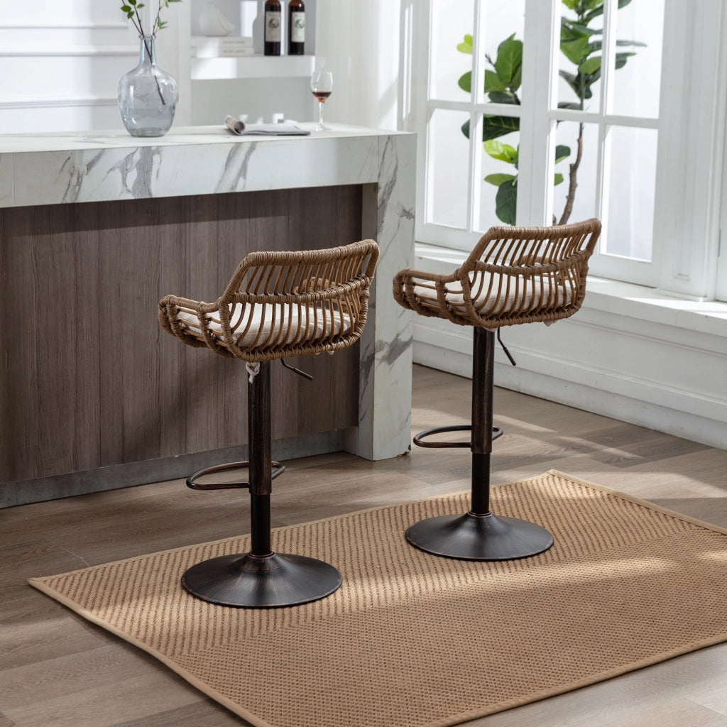 SGABELLI DA BAR Girevoli e Regolabili in Altezza Set 2 Pezzi Beige 49x48x89-109 cm
