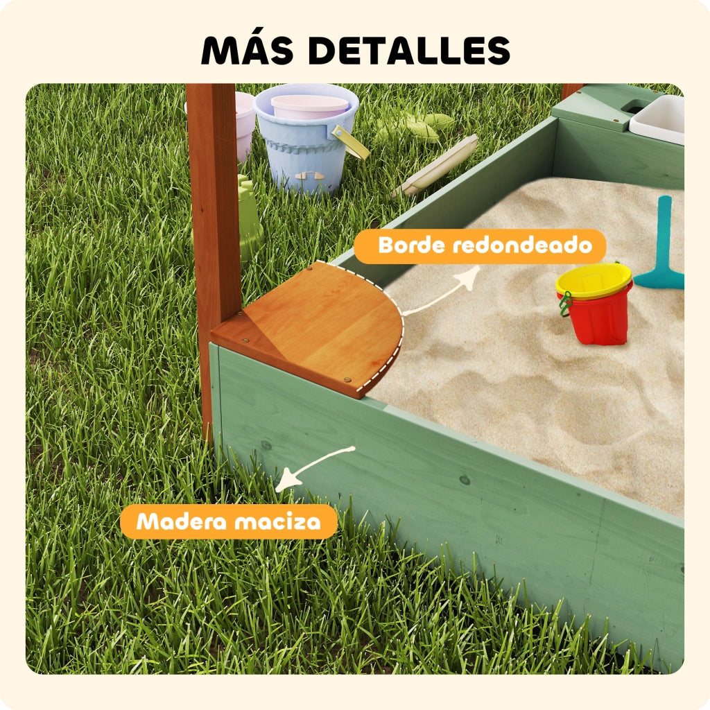 Casetta da Gioco con Sabbiera per Bambini ¨C zephmum ¨C 116x112.5x128 cm Verde Legno