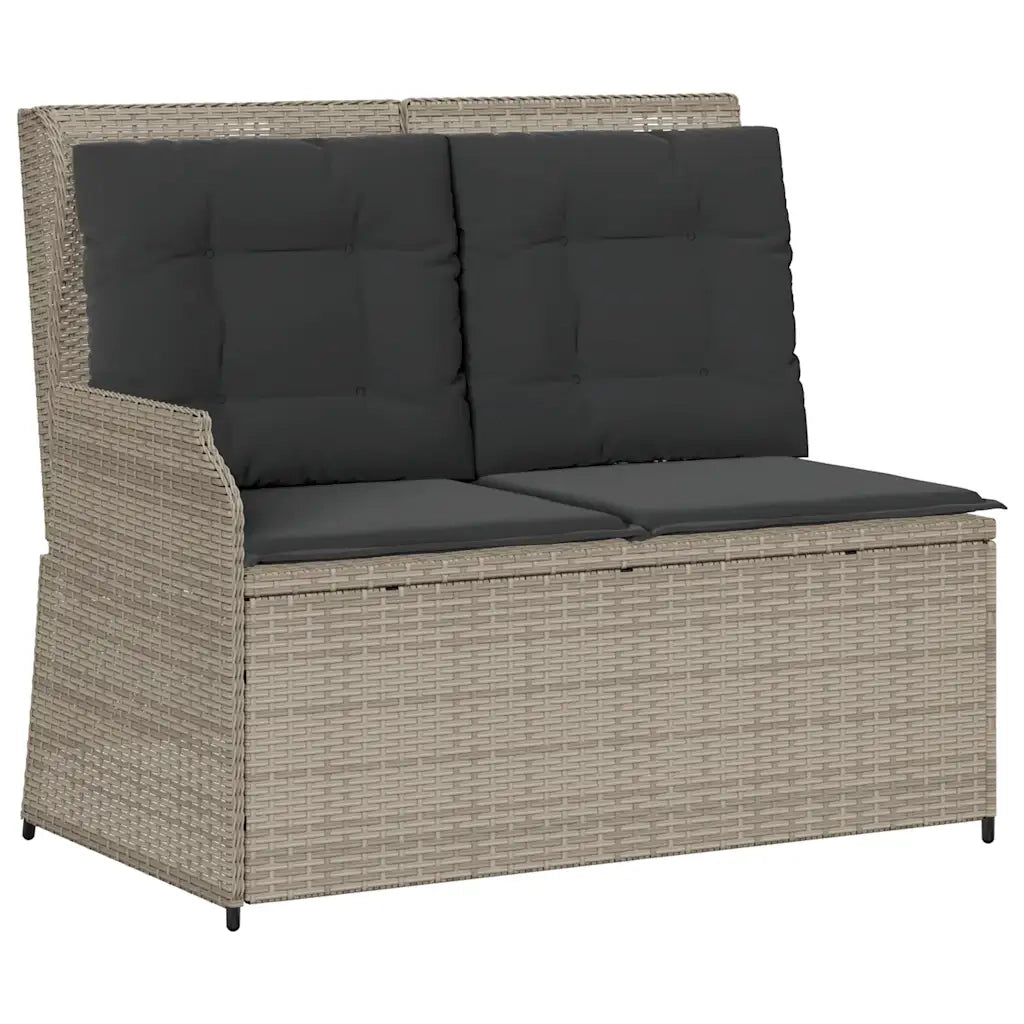 Panca Reclinabile Giardino con Cuscini Grigio Chiaro Polyrattan 368951