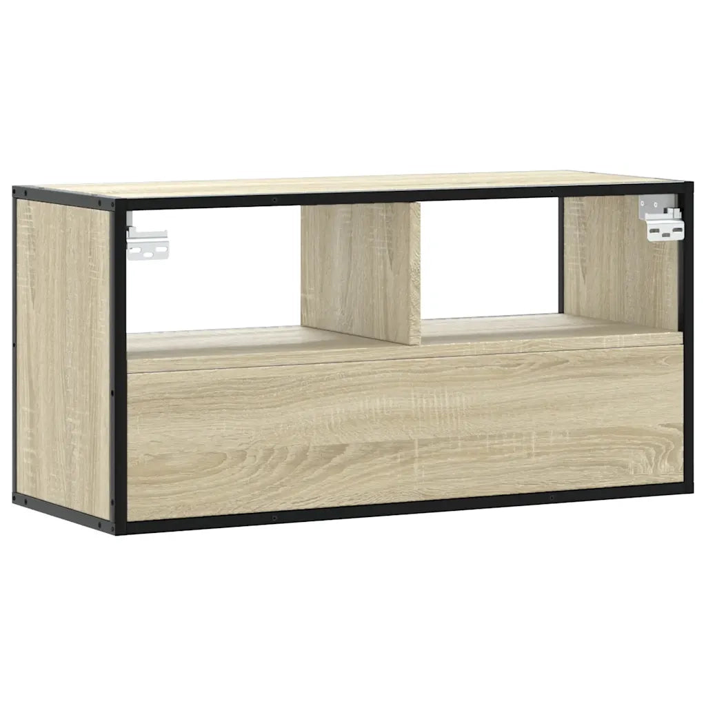 Mobile TV Rovere Sonoma 80x31x39,5 cm Legno Multistrato Metallo