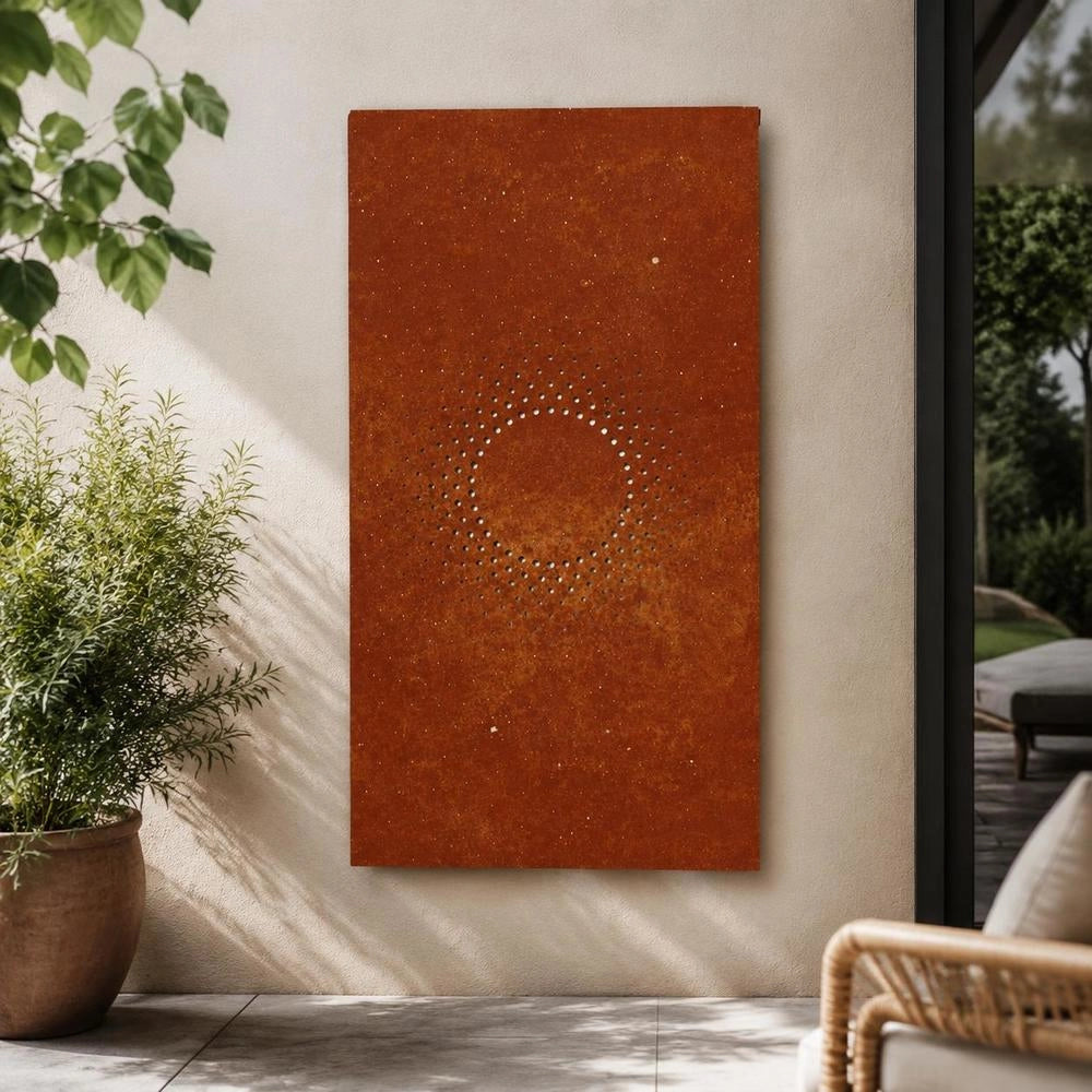 Garden Wall Decoration 105x55 Cm Corten Steel Sun Design