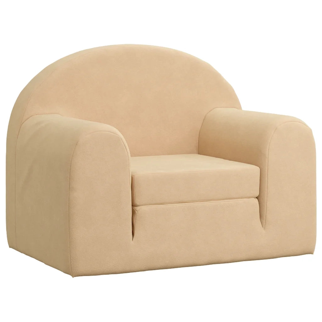 Divano Letto per Bambini Crema in Morbido Peluche 357019