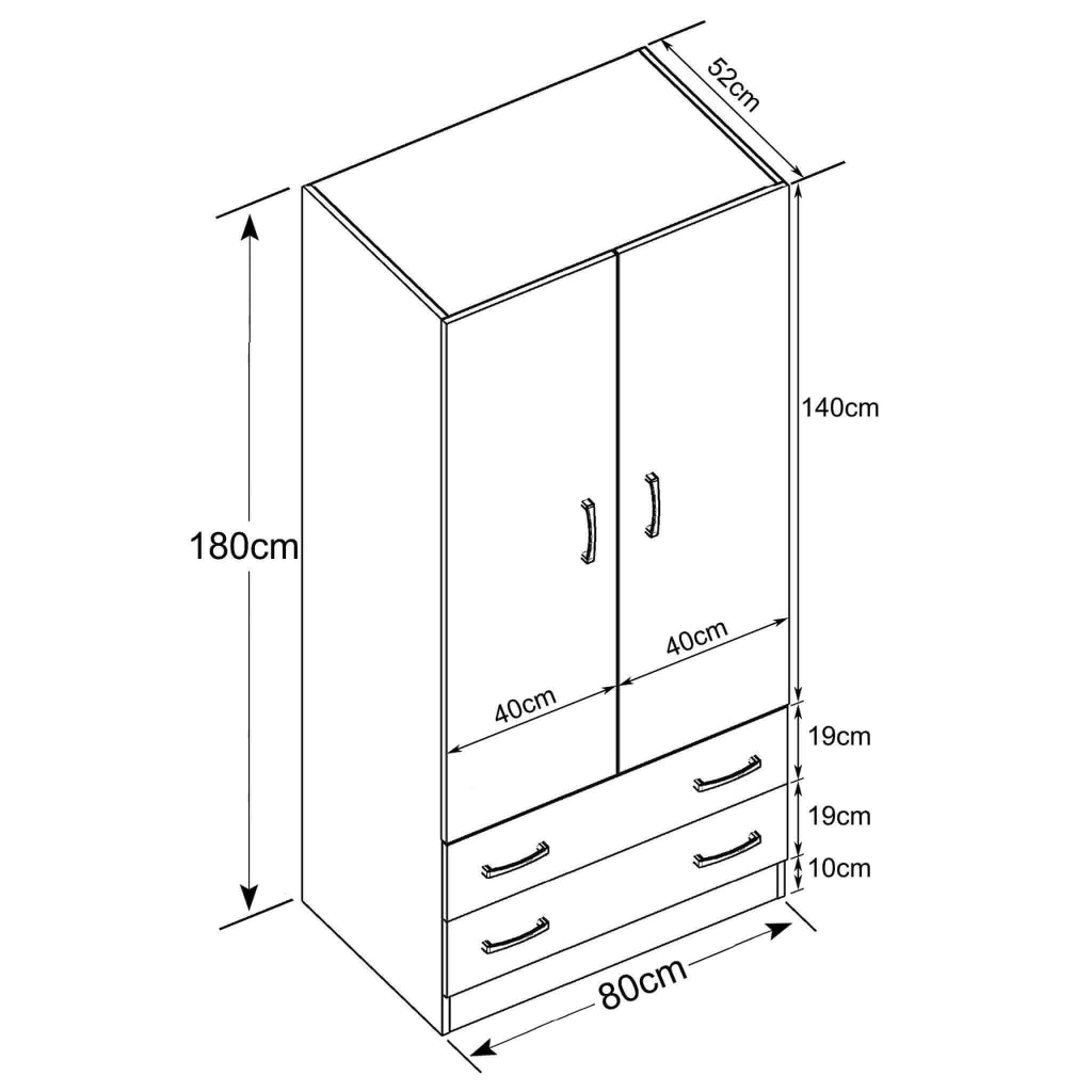 Armadio due ante in Legno Composito cm 77x50x180 - COLE