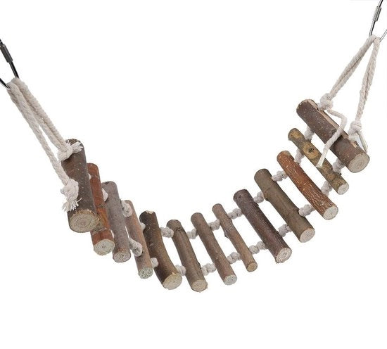 Scale aerea per uccelli in legno - Scala per uccelli con oscillazione - Gioco di apprendimento per uccelli - Dimensioni 61 x 10 cm