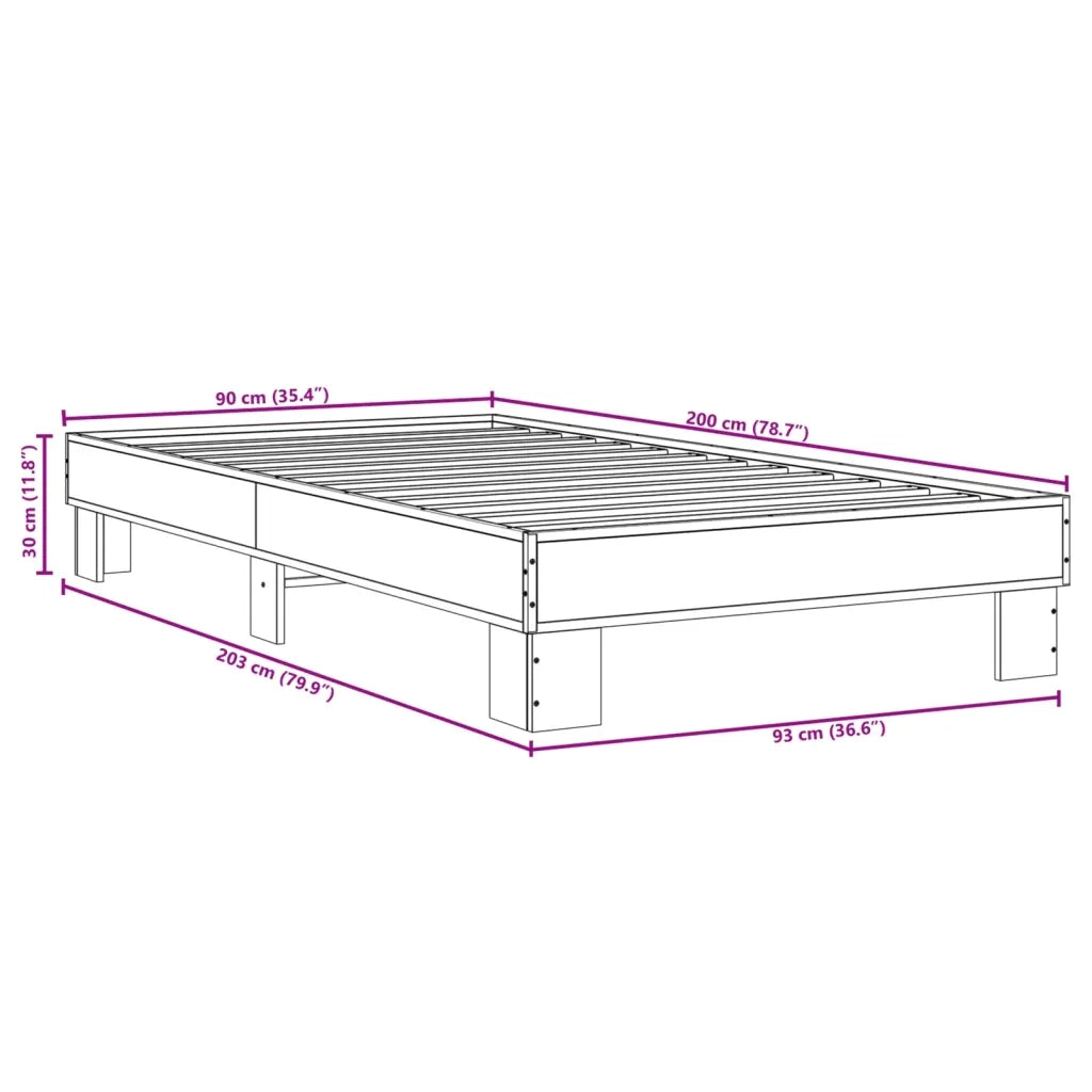Giroletto Grigio Sonoma 90x200 cm Legno Multistrato e Metallo